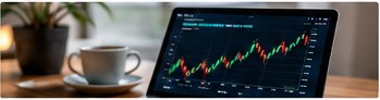 Market data displayed on a laptop