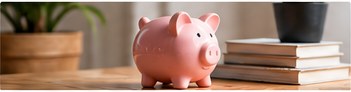 Savings jar and books